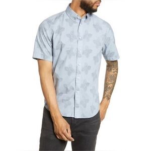 Rag & Bone Linen Blend Paisley Print Smith Short Sleeve Button Down Shirt sz XL